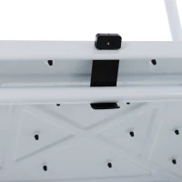 HOMCOM Escalera Plegable de 4 Peldaños Escalera de Tijera con Apoyabrazos y Portaherramientas 50x83x155 cm Blanco y Negro(m-9)