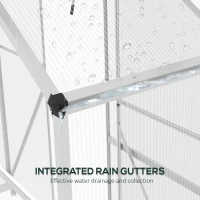 Outsunny 6 x 2.5ft Polycarbonate Greenhouse Walk-In Green House with Rain Gutter, Sliding Door, Window, Foundation, Silver(m-8)