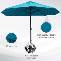Outsunny 4.6m Double Garden Parasol - Sky Blue(m-7)
