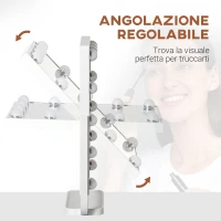 HOMCOM Specchio Trucco Illuminato Inclinabile con 12 Luci LED e Luminosità Regolabile, 32.8Lx11x47.4cm(m-7)