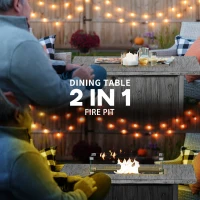 Outsunny 50,000 BTU Gas Fire Pit Table with Cover and Glass Screen - Grey(m-4)