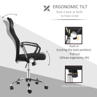 HOMCOM Ergonomic Office Chair Mesh Chair with Adjustable Height Tilt Function Black(m-6)