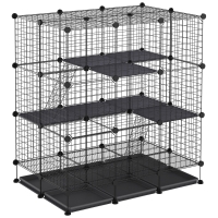 Cage Rongeurs Modulable 3 Niveaux Métallique Noir