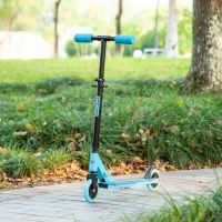 HOMCOM Kids Scooter Foldable Kick Scooter with Adjustable Height Brake for Boys and Girls 3 - 8 Years Blue(m-10)