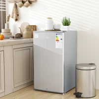 HOMCOM 91L Freestanding Under-Counter Fridge with Lock - Grey(m-2)