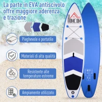 HOMCOM Tavola Gonfiabile SUP Stand Up Paddle con Pagaia Regolabile, Tavola Surf con Accessori 322x81x15cm(m-8)
