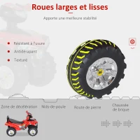 HOMCOM Porteur Enfants Quad 12-36 Mois dim. 60L x 38l x 42H cm Effets Lumineux et sonores Rouge Noir(m-5)