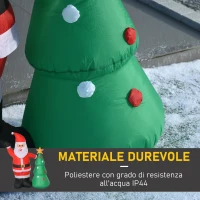 HOMCOM Babbo Natale Gonfiabile 150cm con Albero, Decorazione Natalizia per Esterno con Luci a LED, in Poliestere Impermeabile IP44(m-6)