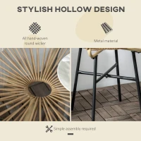 Outsunny Rattan Side Table, Round Outdoor Coffee Table, with Round PE Rattan and Tempered Glass Tabletop for Patio, Garden, Balcony, Beige(m-5)