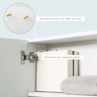 kleankin Armoire Miroir de Salle de Bain avec étagère 3 étagères latérales kit Installation Murale fourni en Bois Aspect Blanc(m-6)