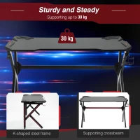 HOMCOM Gaming desk with Cup Holder Headphone Hook Feet Adjustable 120 x 66 x 75cm Black(m-6)