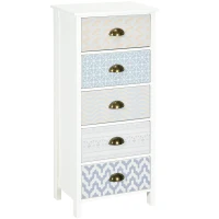 HOMCOM Slim Storage Cabinet Organiser, Chest of Drawers, 5-Drawer Dresser with Metal Handle for Living Room, Bedroom, Purple(m-1)