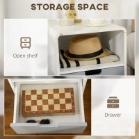 HOMCOM Wooden Bedside Table End Nightstand With Drawer Wood Lamp Desk Storage Unit Bedroom Scandinavian Nordic Style, Set of 2(m-5)