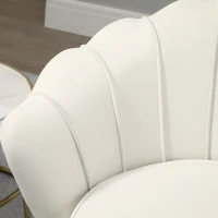 HOMCOM Fauteuil Coquillage Fauteuil Design dim. 79L x 77l x 77H cm Pieds dorés effilés Velours Blanc(m-8)