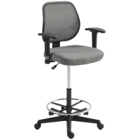 Vinsetto Fauteuil de bureau assise haute réglable, accoudoirs, dim. 60l x 57P x 97-119H cm sur roulettes, gris