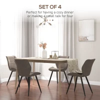 HOMCOM Set of 4 Contrast Stitched PU Leather Racing-Style Dining Chairs Accent Seat w/ Steel Legs Ergonomic Back Padding Home Living Room Brown(m-4)