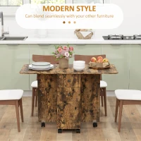 HOMCOM Multi-Storage Six-Person Drop Leaf Dining Table -  Rustic Brown(m-4)