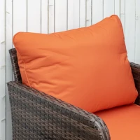 Outsunny 5 Pieces PE Rattan Garden Furniture Set with 10cm Thick Padded Cushions, Wicker Weave Outdoor Seating Chairs with 2 Armchairs, 2 Stools, Glass Top Table, Brown(m-8)