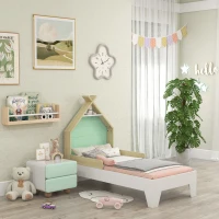 AIYAPLAY Toddler Bed Frame Treehouse Style, Single Bed Frame with Safety Guardrails, Green(m-10)