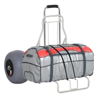Outsunny Chariot de Plage Pliable - Chariot de Transport Pliable Tout-Terrain - Manche télescopique - Grandes Roues Basse Pression(m-5)