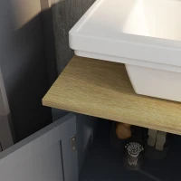 kleankin Mobile Sottolavabo in Truciolato e MDF a 2 Ante con Ripiano Interno Regolabile, 60x30x60 cm, Grigio(m-7)