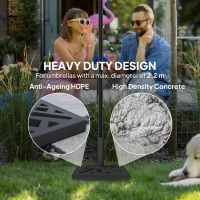 Outsunny Garden Parasol Base, 15kg HDPE Outdoor Umbrella Stand Parasol Stand with Cut-Out Design, Sun Umbrella Base for 32, 38, 48 mm Poles, Black(m-5)