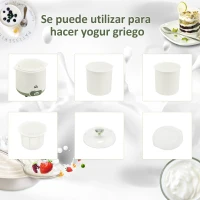 HOMCOM Yogurtera para Hacer Yogur Griego 20 W 1,5L con Filtro Indicador de Encendido y Tecnología PTC 19,5x17,5x21,4 cm Blanco(m-5)