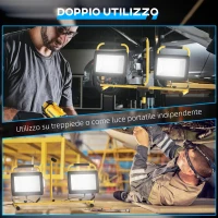 HOMCOM Faretti LED da Lavoro da 6500K con Treppiede Staccabile, in Alluminio e Metallo, 75x62x170 cm, Giallo e Nero(m-5)
