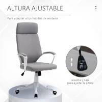 Vinsetto Silla de Oficina Giratoria Silla de Escritorio Giratoria Altura Ajustable con Reposabrazos 63x65x112-120 cm Gris(m-8)