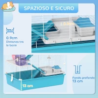 PawHut Gabbia per Criceti 6 Livelli con Tunnel, Ruota, Rampe, Casetta, Bottiglia e Ciotola, Azzurro(m-7)