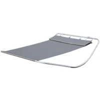 HOMCOM Bain de Soleil transat de Jardin 2 Personnes chaise longue Bascule hamac tétière inclus pour Jardin, Piscine, Terrasse dim. 2,12 x 1,75 x 0,6 m Gris(m-1)