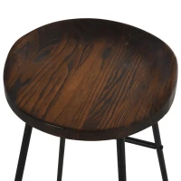 HOMCOM Set 2 Sgabelli Alti in Stile Industriale, Sgabelli da Bar con Telaio in Acciaio Nero e Seduta in Legno, Sgabelli Vintage per Cucina, 49.5x44x71cm(m-8)