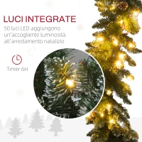 HOMCOM Ghirlanda Natalizia con 50 Luci LED Bianche e Decorazioni, in Plastica e Metallo, 180x30x30 cm, Verde(m-5)