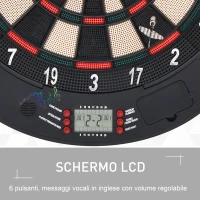 HOMCOM Bersaglio Freccette Elettronico per 8 Giocatori con 6 Freccette, Schermo LCD, 2 Porte e 26 Modalità di Gioco(m-6)