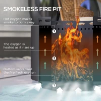 Outsunny Smokeless Fire Pit, 48.5cm Portable Wood Burning Firepit with Poker for Garden Camping Bonfire Party, Metal, Black(m-4)