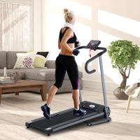 HOMCOM Tapis de course Fitness électrique pliable - 1 à 10 Km/h - écran LCD multifonctions - puissance 500 W - gris foncé noir(m-2)