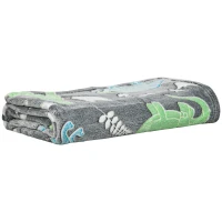 HOMCOM Glow in The Dark Flannel Fleece Blanket for Sofas, All-Season Fluffy Warm Throw Blanket for Bed, Couch, Chair, Kids Dinosaur Luminous Blanket for Boys and Girls, 203x152cm, Grey(m-11)