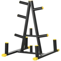 SPORTNOW Rastrelliera Pesi e Bilancieri in Acciaio e PP per Dischi con Diametro da 5 cm, 85.5x70x96 cm, Nera(m-1)