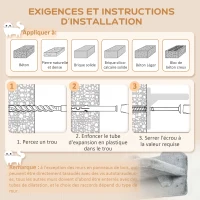 PawHut Arbre à chat parcours mural complet 4 pièces griffoir hamac plateforme sisal peluche gris(m-7)