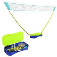 SPORTNOW Portable Badminton Net Set w/ Volleyball Net, Rackets, Shuttlecocks(m-1)