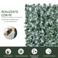 Outsunny Edera Finta per Balconi in PE Anti-UV, Rotolo Siepe Artificiale con Foglie, 240x100cm, Verde Scuro(m-4)