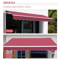 Outsunny Tenda da Sole Avvolgibile a Caduta con Manovella, in Alluminio e Poliestere, 295x245cm, Rosso Scuro(m-6)