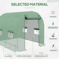 Outsunny Walk-In Garden Polytunnel Greenhouse with Steel Frame, PE Cover, Roll-Up Door and 4 Windows, 2.5 x 2m, Green(m-4)