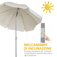 Outsunny Ombrellone da Esterno 2x2.3 m Portatile con Tettuccio Inclinabile, in Metallo e Poliestere, Crema(m-4)