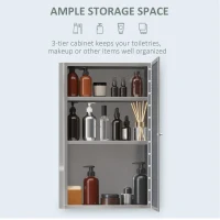 HOMCOM Stainless Steel Wall mounted Bathroom Mirror Cabinet 2 Shelves Storage Unit Furniture w/Single Door (60H x 40L x 13D (cm))(m-4)