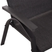 Outsunny Ensemble salon de jardin 5 pièces : 2 chaises longues inclinables, 2 repose-pied amovibles + table basse métal époxy textilène noir(m-5)