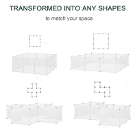 PawHut Pet Playpen DIY Small Animal Cage Open Enclosure Portable Plastic Fence 12 Panels for Hedgehog Bunny Chinchilla Guinea Pig White(m-6)