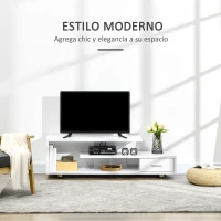 HOMCOM Mueble de TV para Televisor de hasta 45" Mesa de Salón Moderna con Estantes y Cajón 135x35x41,7 cm Blanco(m-4)