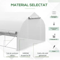 Outsunny Sera Cabina 4 x 3 m, Pereti Laterali Rulabili cu Fermoar, Usa cu Plasa, 8 Ferestre cu Plasa, Cort Tunel de Sera(m-5)