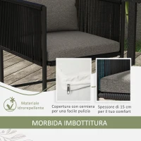 Outsunny Set da Giardino 3 Pezzi in Rattan con 2 Sedie 50x51.5x67 cm e Tavolo 110x60x75 cm in Legno Composito(m-6)